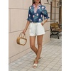 image:imageCicy Bell Womens Summer Floral Blouses Puff Ruffle Sleeve V Neck Boho Shirts Dressy Casual Flowy Blouse TopsNavy