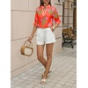 image:imageCicy Bell Womens Summer Floral Blouses Puff Ruffle Sleeve V Neck Boho Shirts Dressy Casual Flowy Blouse TopsOrange