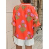 image:imageCicy Bell Womens Summer Floral Blouses Puff Ruffle Sleeve V Neck Boho Shirts Dressy Casual Flowy Blouse TopsOrange