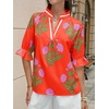 image:imageCicy Bell Womens Summer Floral Blouses Puff Ruffle Sleeve V Neck Boho Shirts Dressy Casual Flowy Blouse TopsOrange