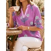 image:imageCicy Bell Womens Summer Floral Blouses Puff Ruffle Sleeve V Neck Boho Shirts Dressy Casual Flowy Blouse TopsPink