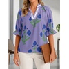 image:imageCicy Bell Womens Summer Floral Blouses Puff Ruffle Sleeve V Neck Boho Shirts Dressy Casual Flowy Blouse TopsPurple