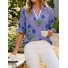 image:imageCicy Bell Womens Summer Floral Blouses Puff Ruffle Sleeve V Neck Boho Shirts Dressy Casual Flowy Blouse TopsPurple