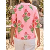 image:imageCicy Bell Womens Summer Floral Blouses Puff Ruffle Sleeve V Neck Boho Shirts Dressy Casual Flowy Blouse TopsRose Pink
