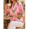 image:imageCicy Bell Womens Summer Floral Blouses Puff Ruffle Sleeve V Neck Boho Shirts Dressy Casual Flowy Blouse TopsRose Pink