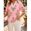 image:imageCicy Bell Womens Summer Floral Blouses Puff Ruffle Sleeve V Neck Boho Shirts Dressy Casual Flowy Blouse TopsRose Pink