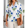 image:imageCicy Bell Womens Summer Floral Blouses Puff Ruffle Sleeve V Neck Boho Shirts Dressy Casual Flowy Blouse TopsWhite