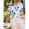 image:imageCicy Bell Womens Summer Floral Blouses Puff Ruffle Sleeve V Neck Boho Shirts Dressy Casual Flowy Blouse TopsWhite