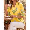 image:imageCicy Bell Womens Summer Floral Blouses Puff Ruffle Sleeve V Neck Boho Shirts Dressy Casual Flowy Blouse TopsYellow