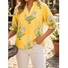 image:imageCicy Bell Womens Summer Floral Blouses Puff Ruffle Sleeve V Neck Boho Shirts Dressy Casual Flowy Blouse TopsYellow