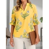 image:imageCicy Bell Womens Summer Floral Blouses Puff Ruffle Sleeve V Neck Boho Shirts Dressy Casual Flowy Blouse TopsYellow