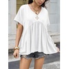 image:imageCicy Bell Womens Summer Peplum Tops Oversized Babydoll Short Sleeve V Neck T Shirts Casual Loose Pleated Swing Blouse White