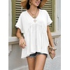 image:imageCicy Bell Womens Summer Peplum Tops Oversized Babydoll Short Sleeve V Neck T Shirts Casual Loose Pleated Swing Blouse White