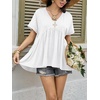 image:imageCicy Bell Womens Summer Peplum Tops Oversized Babydoll Short Sleeve V Neck T Shirts Casual Loose Pleated Swing Blouse White