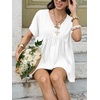 image:imageCicy Bell Womens Summer Peplum Tops Oversized Babydoll Short Sleeve V Neck T Shirts Casual Loose Pleated Swing Blouse White