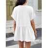 image:imageCicy Bell Womens Summer Peplum Tops Oversized Babydoll Short Sleeve V Neck T Shirts Casual Loose Pleated Swing Blouse White