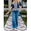 image:imageCicy Bell Womens Summer Puff Sleeve Blouses Striped Color Block Cropped Tops Casual Round Neck ShirtsNavy