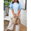 image:imageCicy Bell Womens Summer Puff Sleeve Blouses Striped Color Block Cropped Tops Casual Round Neck ShirtsPale Blue