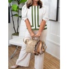 image:imageCicy Bell Womens Summer Puff Sleeve Blouses Striped Color Block Cropped Tops Casual Round Neck ShirtsWhite