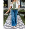image:imageCicy Bell Womens Summer Puff Sleeve Blouses Striped Color Block Cropped Tops Casual Round Neck ShirtsWhite