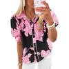 image:imageCicy Bell Womens Puff Sleeve Button Down Shirts Floral Print Summer Casual Tops Boho Loose Fit Collared BlouseBlack Pink