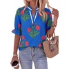image:imageCicy Bell Womens Summer Floral Blouses Puff Ruffle Sleeve V Neck Boho Shirts Dressy Casual Flowy Blouse TopsBaby Blue