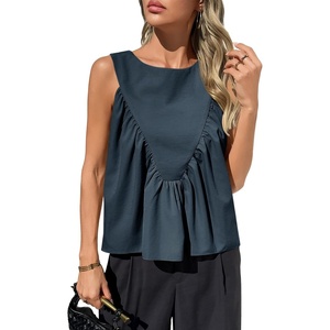 image:imageCicy Bell Womens Peplum Babydoll Tank Tops Summer Sleeveless Loose T Shirts Casual Shirred Flowy TopsNavy