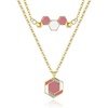 image:imageCicy Bell 18K Gold Plated Layered Necklace for Women Honeycomb Dainty Cubic Zirconia Adjustable Hexagon Chain Pendant Necklace Hawaii Vacation JewelryGold