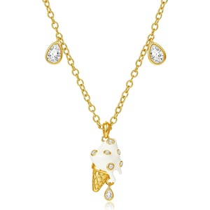 image:imageCicy Bell Womens 18K Gold Plated Necklace Cubic Zirconia Pendant Necklaces Cute IceCream Drip Oil Charms Summer Beachy Trendy Jewelry Gifts Lucky Protection 18Gold