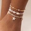 image:imageCicy Bell Boho Ankle Bracelets for Women Beachy Shell Starfish Charm Layered Anklets Non Tarnish Summer Vacation Foot Jewelry GiftGold B