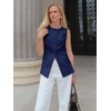 image:imageCicy Bell Womens Round Neck Waistcoat Vest Summer Button up Vest Tops Casual Business Fitted Sleeveless Blazer