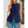 image:imageCicy Bell Womens Round Neck Waistcoat Vest Summer Button up Vest Tops Casual Business Fitted Sleeveless Blazer