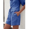 image:imageCicy Bell Womens Summer 2 Piece Short Sets Puff Short Sleeve V Neck Bow Tie Front Tops Wide Leg Shorts Pajamas Matching SetsRoyal Blue