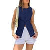 image:imageCicy Bell Womens Round Neck Waistcoat Vest Summer Button up Vest Tops Casual Business Fitted Sleeveless Blazer