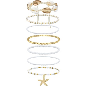 image:imageCicy Bell Boho Ankle Bracelets for Women Beachy Shell Starfish Charm Layered Anklets Non Tarnish Summer Vacation Foot Jewelry GiftGold A