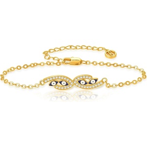 image:imageCicy Bell Evil Eye Bracelets 18k Gold Plated Turquoise Zirconia Link Bracelets Trendy Jewelry Gift for Women Adjustable 59 with 19 ExtenderFGold