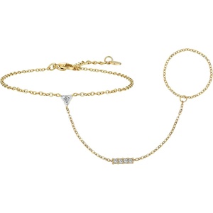 image:imageCicy Bell Hand Chain 18k Gold Plated Bracelets for Women Adjustable Dainty Cubic Zirconia Stainless Steel Link Finger Ring Bracelets Jewelry AccessoriesGold F