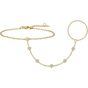 image:imageCicy Bell Hand Chain 18k Gold Plated Bracelets for Women Adjustable Dainty Cubic Zirconia Stainless Steel Link Finger Ring Bracelets Jewelry AccessoriesGold A
