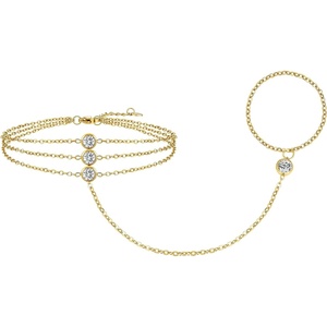 image:imageCicy Bell Hand Chain 18k Gold Plated Bracelets for Women Adjustable Dainty Cubic Zirconia Stainless Steel Link Finger Ring Bracelets Jewelry AccessoriesGold D