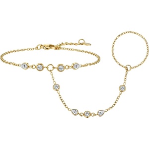 image:imageCicy Bell Hand Chain 18k Gold Plated Bracelets for Women Adjustable Dainty Cubic Zirconia Stainless Steel Link Finger Ring Bracelets Jewelry AccessoriesGold B