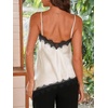 image:imageCicy Bell Women Summer Satin Cami Tops Spaghetti Strap Lace V Neck Cute Camisole Party Pajamas Asymmetrical Hem Tank TopsBeige