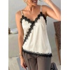 image:imageCicy Bell Women Summer Satin Cami Tops Spaghetti Strap Lace V Neck Cute Camisole Party Pajamas Asymmetrical Hem Tank TopsBeige