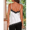 image:imageCicy Bell Women Summer Satin Cami Tops Spaghetti Strap Lace V Neck Cute Camisole Party Pajamas Asymmetrical Hem Tank TopsBlackwhite