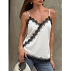 image:imageCicy Bell Women Summer Satin Cami Tops Spaghetti Strap Lace V Neck Cute Camisole Party Pajamas Asymmetrical Hem Tank TopsBlackwhite