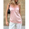 image:imageCicy Bell Women Summer Satin Cami Tops Spaghetti Strap Lace V Neck Cute Camisole Party Pajamas Asymmetrical Hem Tank TopsPink