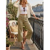 image:imageCicy Bell Womens Cropped High Waisted Jeans Baggy Wide Leg Stretchy Capris Ruffle Flare Denim Pants with PocketsArmy Green