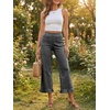 image:imageCicy Bell Womens Cropped High Waisted Jeans Baggy Wide Leg Stretchy Capris Ruffle Flare Denim Pants with PocketsGrey