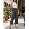 image:imageCicy Bell Womens Cropped High Waisted Jeans Baggy Wide Leg Stretchy Capris Ruffle Flare Denim Pants with PocketsGrey