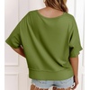 image:imageCicy Bell Womens Oversized Crop TShirts Summer V Neck Short Sleeve Tops Casual Loose Fit Curved Hem Boxy Tee ShirtArmy Green