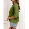 image:imageCicy Bell Womens Oversized Crop TShirts Summer V Neck Short Sleeve Tops Casual Loose Fit Curved Hem Boxy Tee ShirtArmy Green